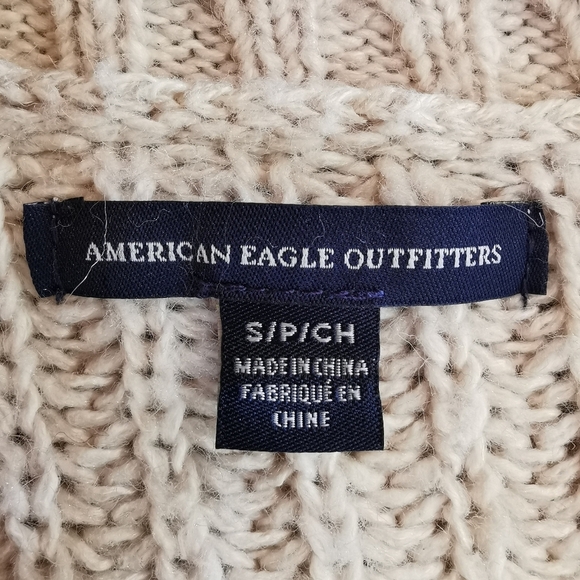 American Eagle Charcoal/ Cream Crew Neck Relaxed Fit Sweater Sz S Open To Offers - Picture 7 of 9